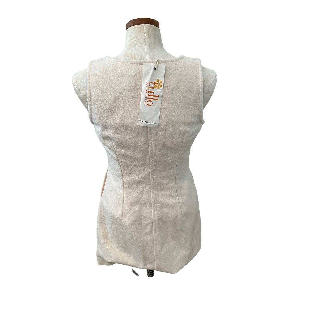 Tulle Los Angeles wool mod Twiggy Mini Dress Winter White M - Picture 4 of 9